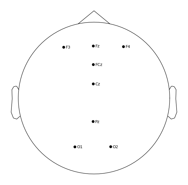 EEG cap sensor positions